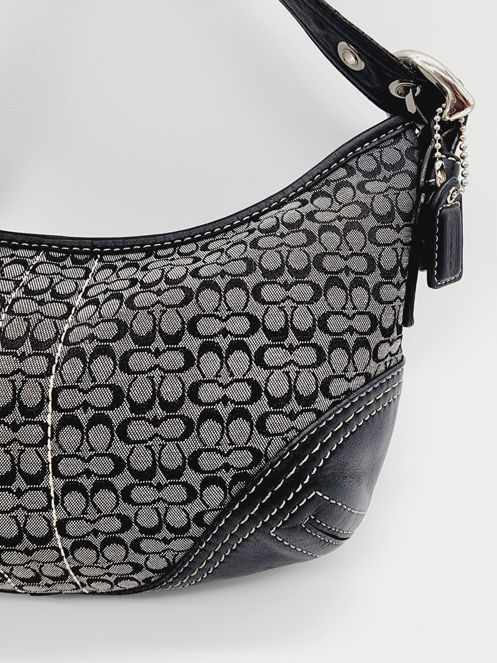 Coach 2154 Vintage Mini Hobo Signature Monogram Grey Black - Picture 7 of 16